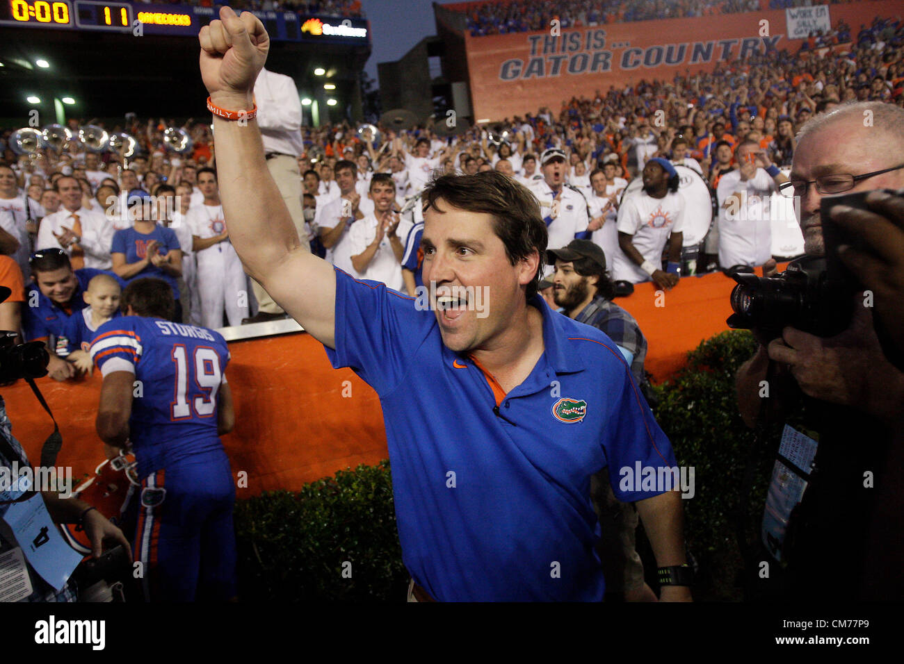 Oct. 20, 2012 - Florida, U.S. - WILL VRAGOVIC | Times.ot 360417 vrag gators 22 of (10/20/12 Gainesville, Fla.) Florida Gators head coach Will Muschamp after the South Carolina Gamecocks at the Florida Gators football game at Ben Hill Griffin Stadium in Gainesville, Fla. on Saturday, Oct. 20. The Gators defeated the Gamecocks 44-11. (Credit Image: © Will Vragovic/Tampa Bay Times/ZUMAPRESS.com) Stock Photo