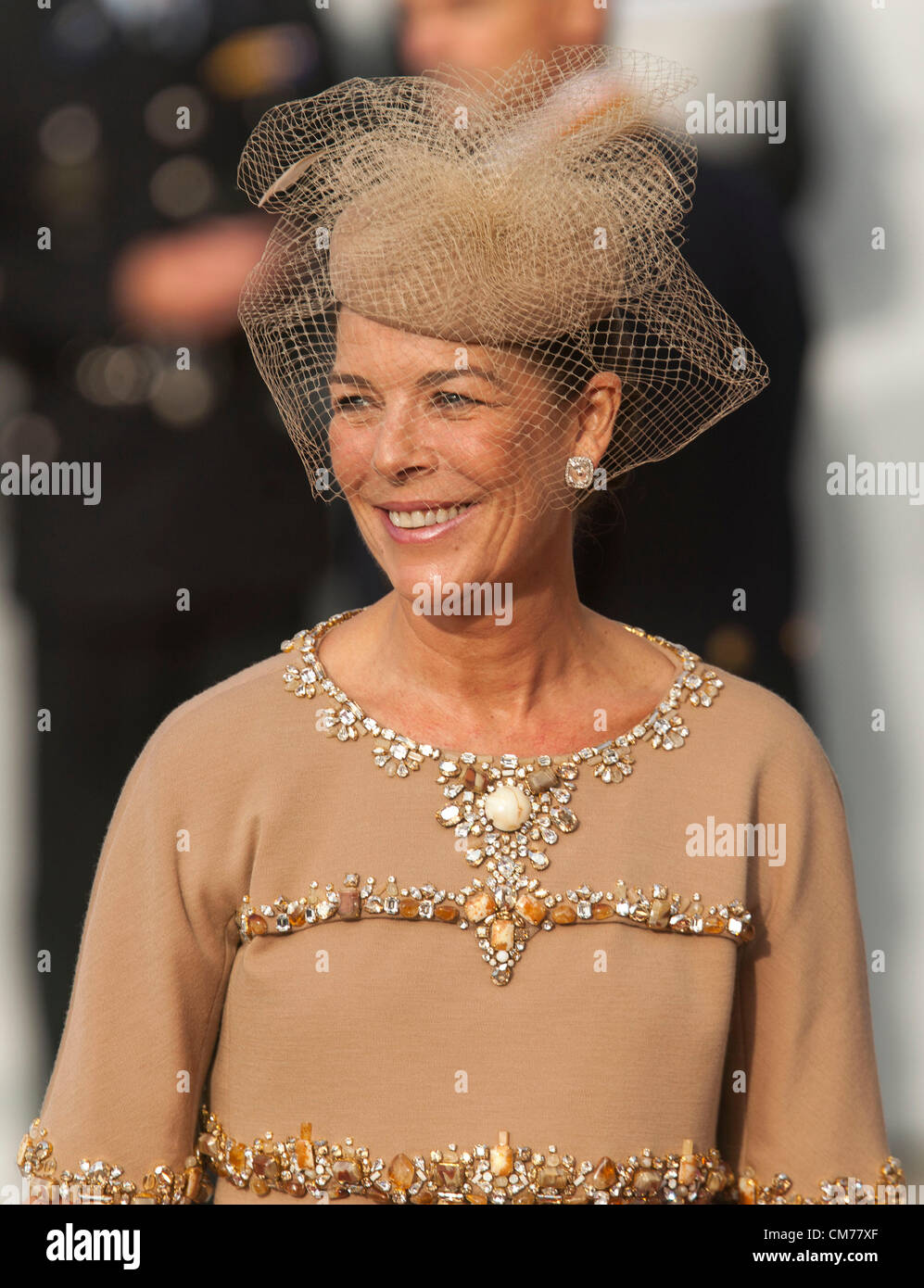 20/10/2012 - Luxembourg - Luxembourg City - Wedding of the Hereditary Grand Duke Guillaume and Countess Stéphanie de Lannoy at the Luxembourg Cathedral. Arrivals.Princess Caroline of Monaco. Stock Photo