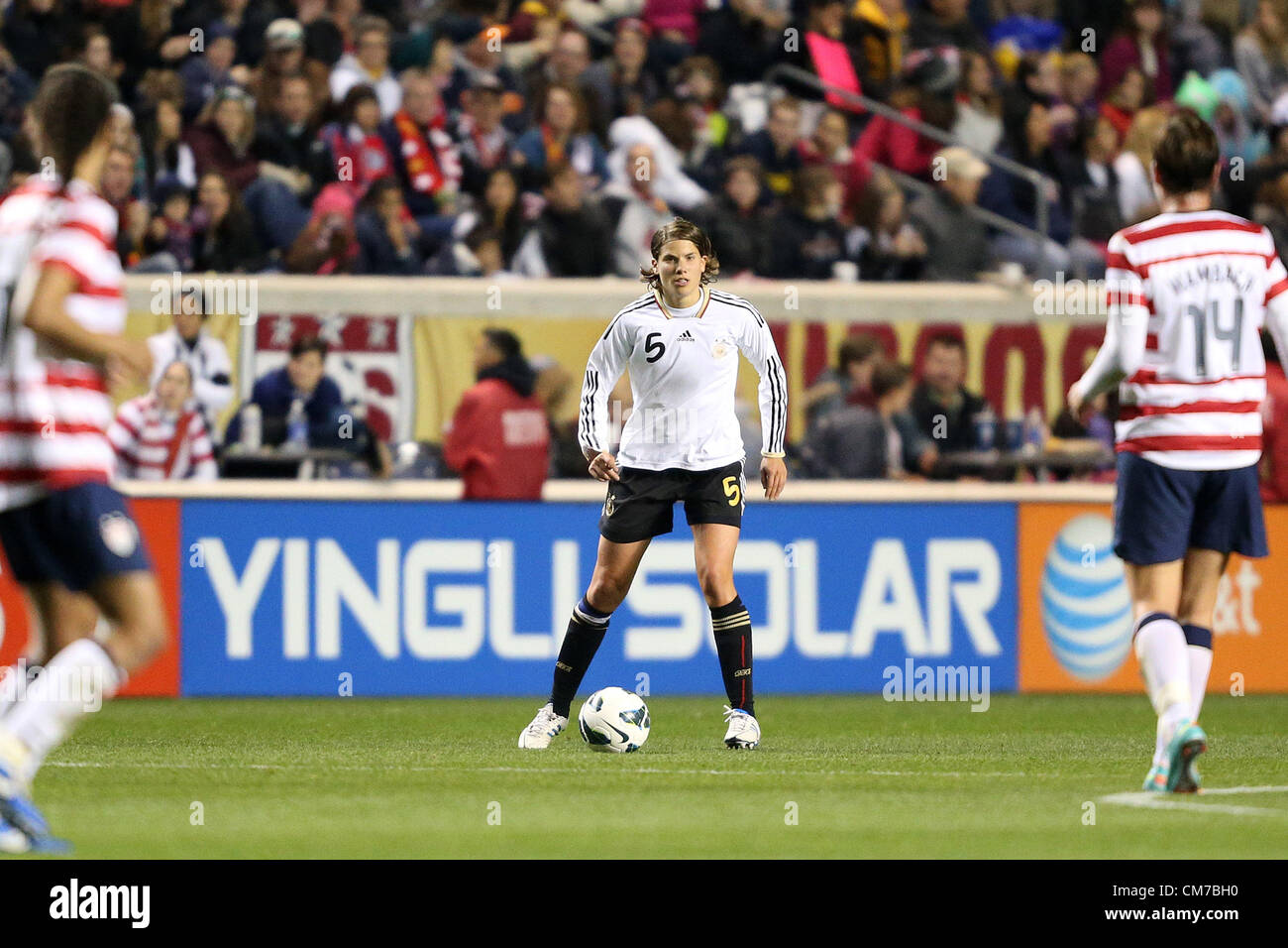 20.10.2012. Chicago, USA.  Annike Krahn (GER). The United States Women's National Team played the Germany Women's National Team at Toyota Park in Bridgeview, Illinois in a women's international friendly soccer match. The game ended in a 1-1 tie. Stock Photo