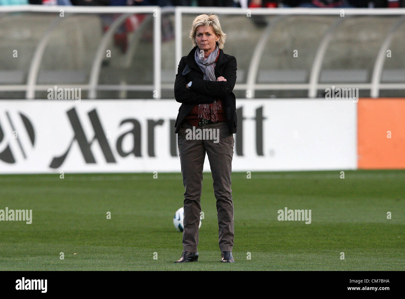 20.10.2012. Chicago, USA.  Germany head coach Silvia Neid (GER). The United States Women's National Team played the Germany Women's National Team at Toyota Park in Bridgeview, Illinois in a women's international friendly soccer match. The game ended in a 1-1 tie. Stock Photo