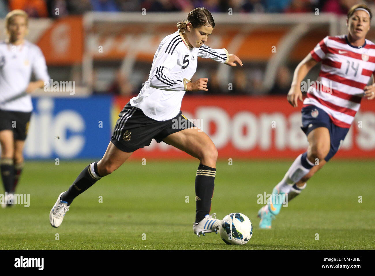 20.10.2012. Chicago, USA.  Annike Krahn (GER). The United States Women's National Team played the Germany Women's National Team at Toyota Park in Bridgeview, Illinois in a women's international friendly soccer match. The game ended in a 1-1 tie. Stock Photo