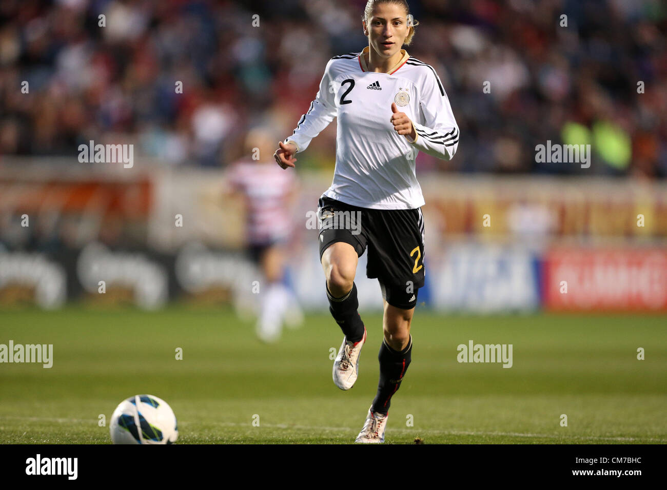 20.10.2012. Chicago, USA.  Bianca Schmidt (GER). The United States Women's National Team played the Germany Women's National Team at Toyota Park in Bridgeview, Illinois in a women's international friendly soccer match. The game ended in a 1-1 tie. Stock Photo