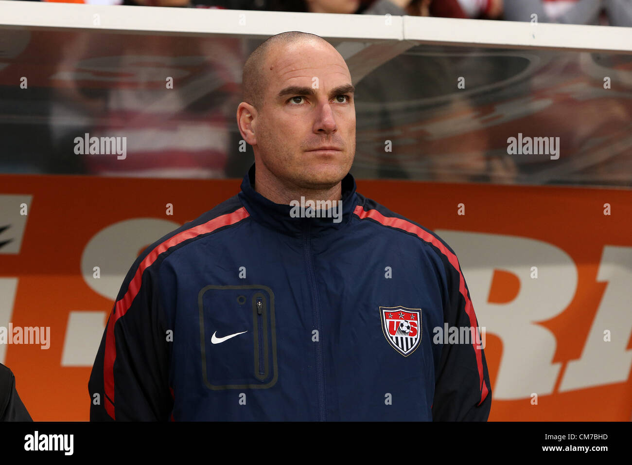 20.10.2012. Chicago, USA.  U.S. goalkeeper coach Paul Rogers (ENG). The United States Women's National Team played the Germany Women's National Team at Toyota Park in Bridgeview, Illinois in a women's international friendly soccer match. The game ended in a 1-1 tie. Stock Photo