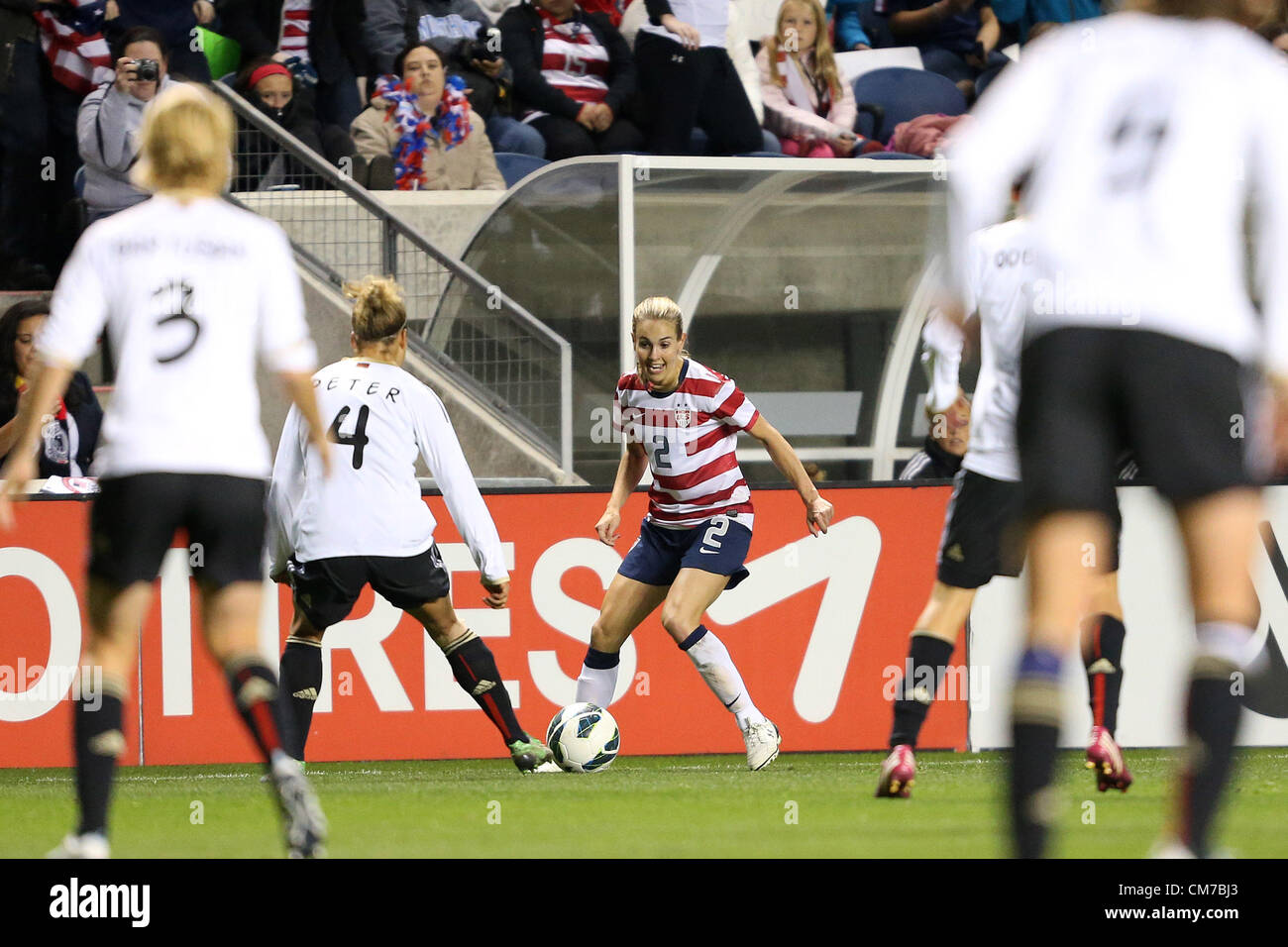 20.10.2012. Chicago, USA.  Heather Mitts (USA) (2). The United States Women's National Team played the Germany Women's National Team at Toyota Park in Bridgeview, Illinois in a women's international friendly soccer match. The game ended in a 1-1 tie. Stock Photo
