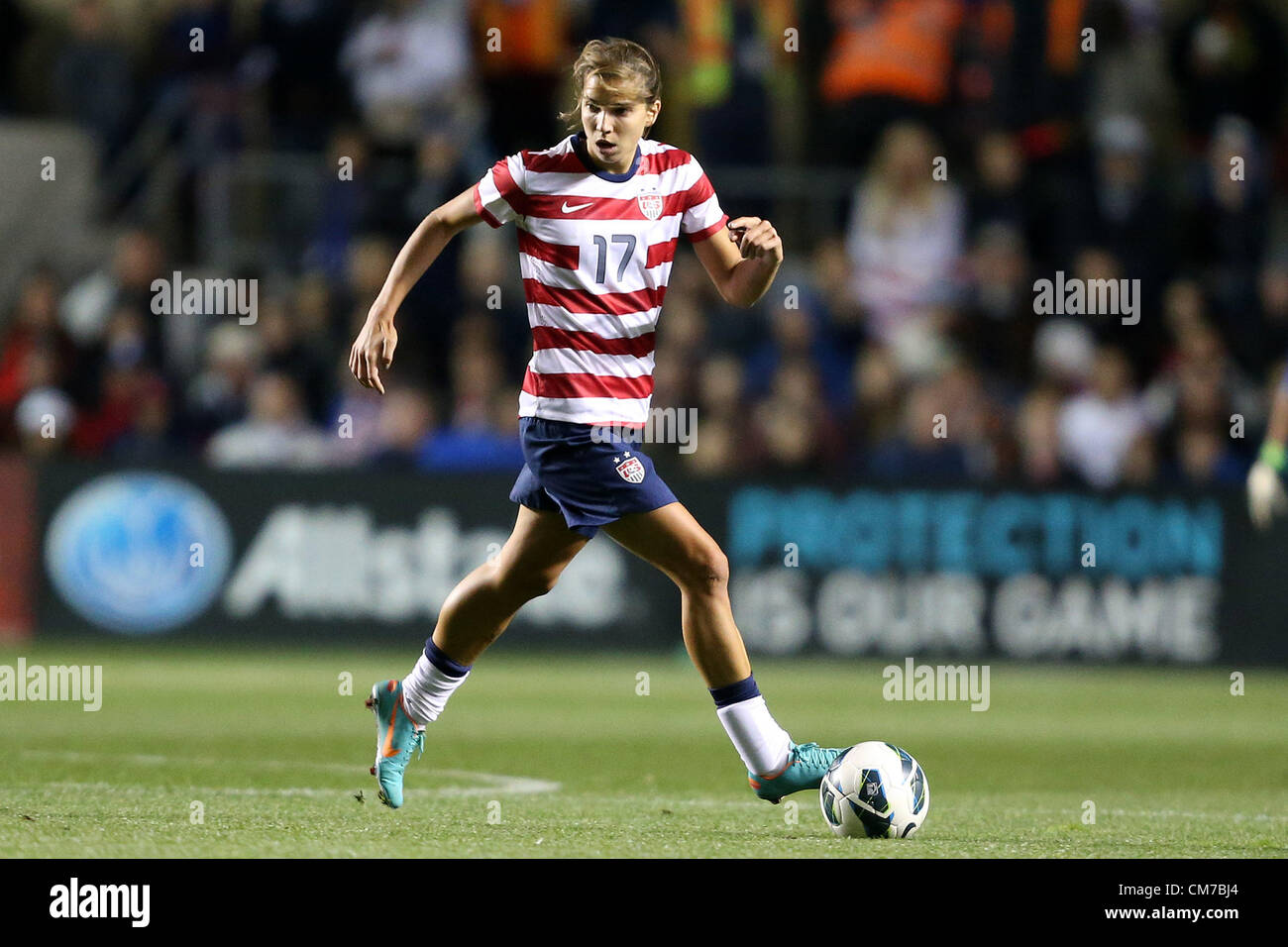 20.10.2012. Chicago, USA.  Tobin Heath (USA). The United States Women's National Team played the Germany Women's National Team at Toyota Park in Bridgeview, Illinois in a women's international friendly soccer match. The game ended in a 1-1 tie. Stock Photo