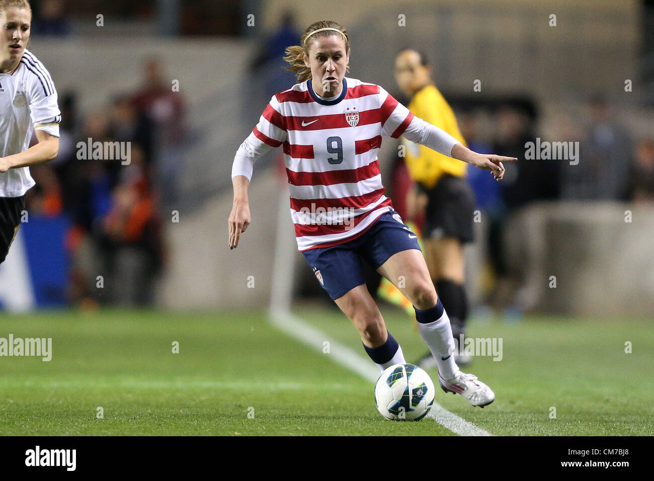 20.10.2012. Chicago, USA.  Heather O'Reilly (USA). The United States Women's National Team played the Germany Women's National Team at Toyota Park in Bridgeview, Illinois in a women's international friendly soccer match. The game ended in a 1-1 tie. Stock Photo