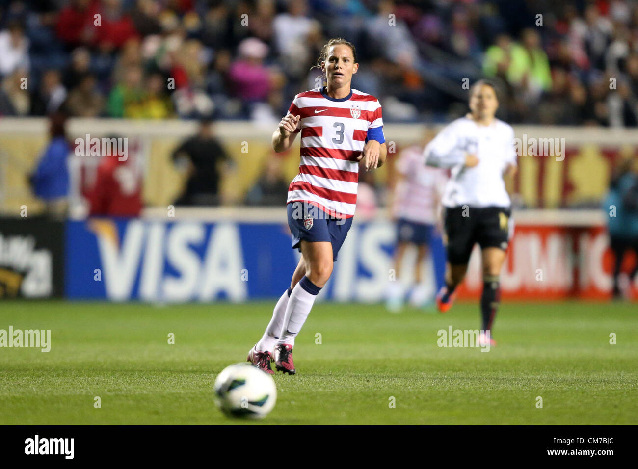 20.10.2012. Chicago, USA.  Christie Rampone (USA). The United States Women's National Team played the Germany Women's National Team at Toyota Park in Bridgeview, Illinois in a women's international friendly soccer match. The game ended in a 1-1 tie. Stock Photo