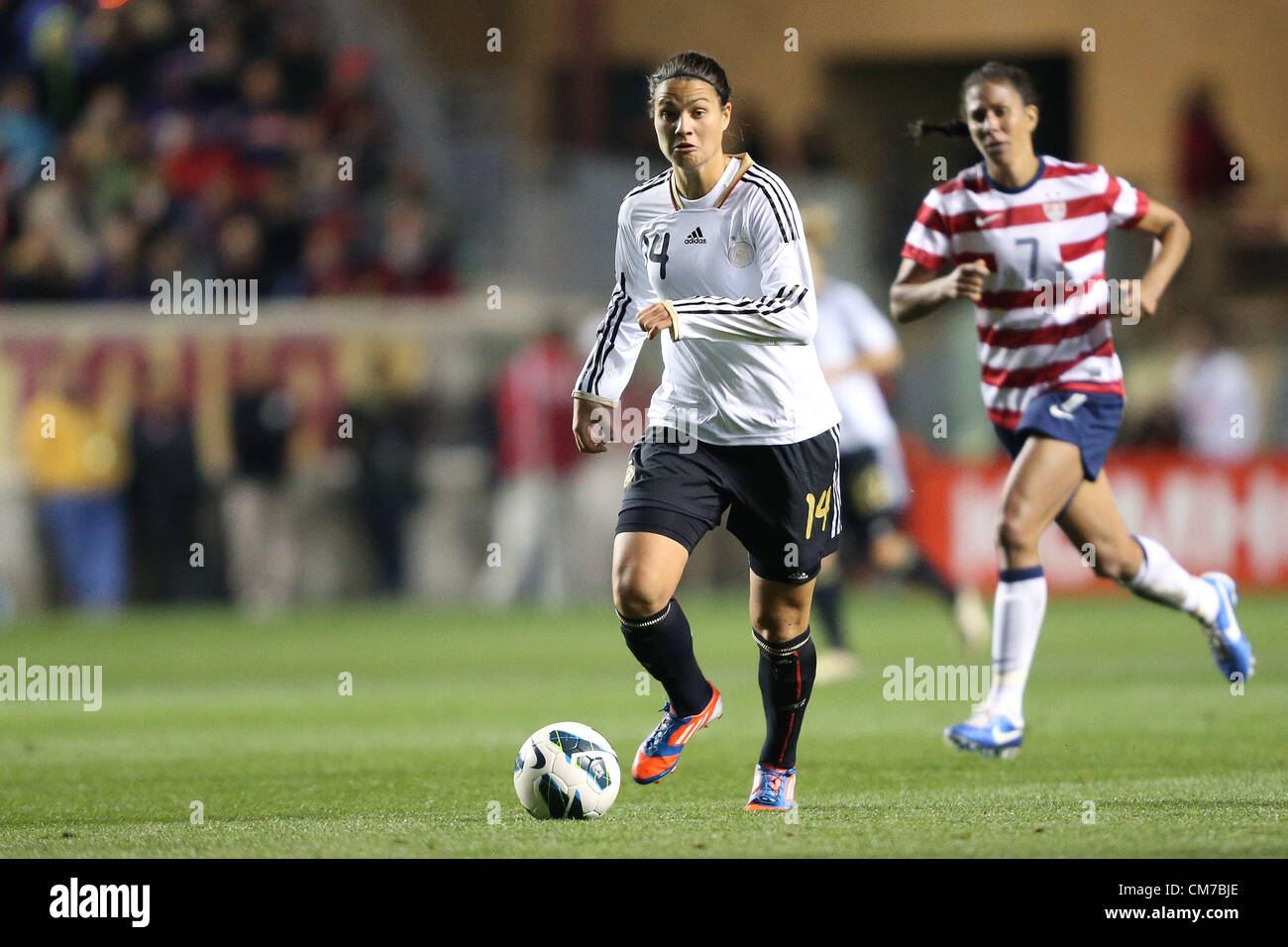 20.10.2012. Chicago, USA.  Dzsenifer Marozsan (GER). The United States Women's National Team played the Germany Women's National Team at Toyota Park in Bridgeview, Illinois in a women's international friendly soccer match. The game ended in a 1-1 tie. Stock Photo