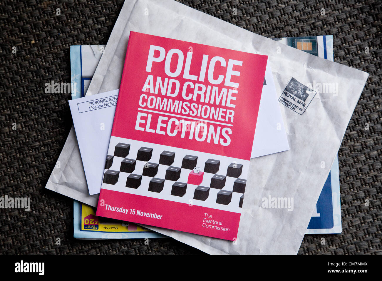 23 October 2012 Norfolk UK.Police & Crime Commissioner leaflets are being sent to every home in England and Wales.The leaflets explain all about the voting process that is used to select a police & crime commissioner for their local police authority. The vote is to take place on 15 November 2012. Stock Photo