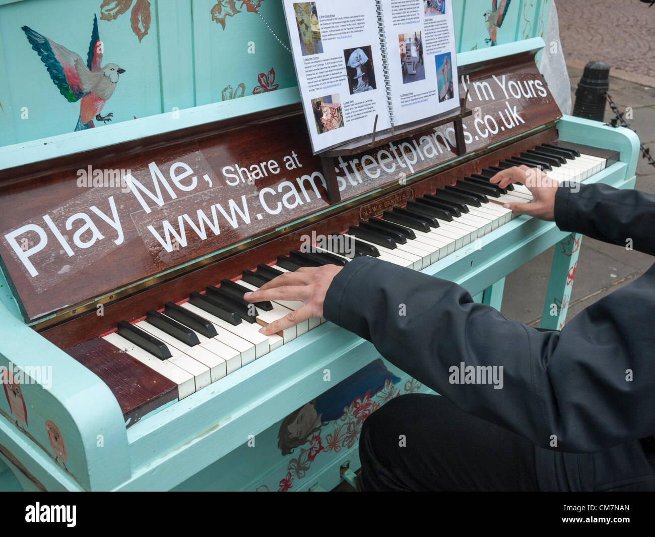 UK. A piano in the street at Kings Parade Cambridge 23rd October 2012