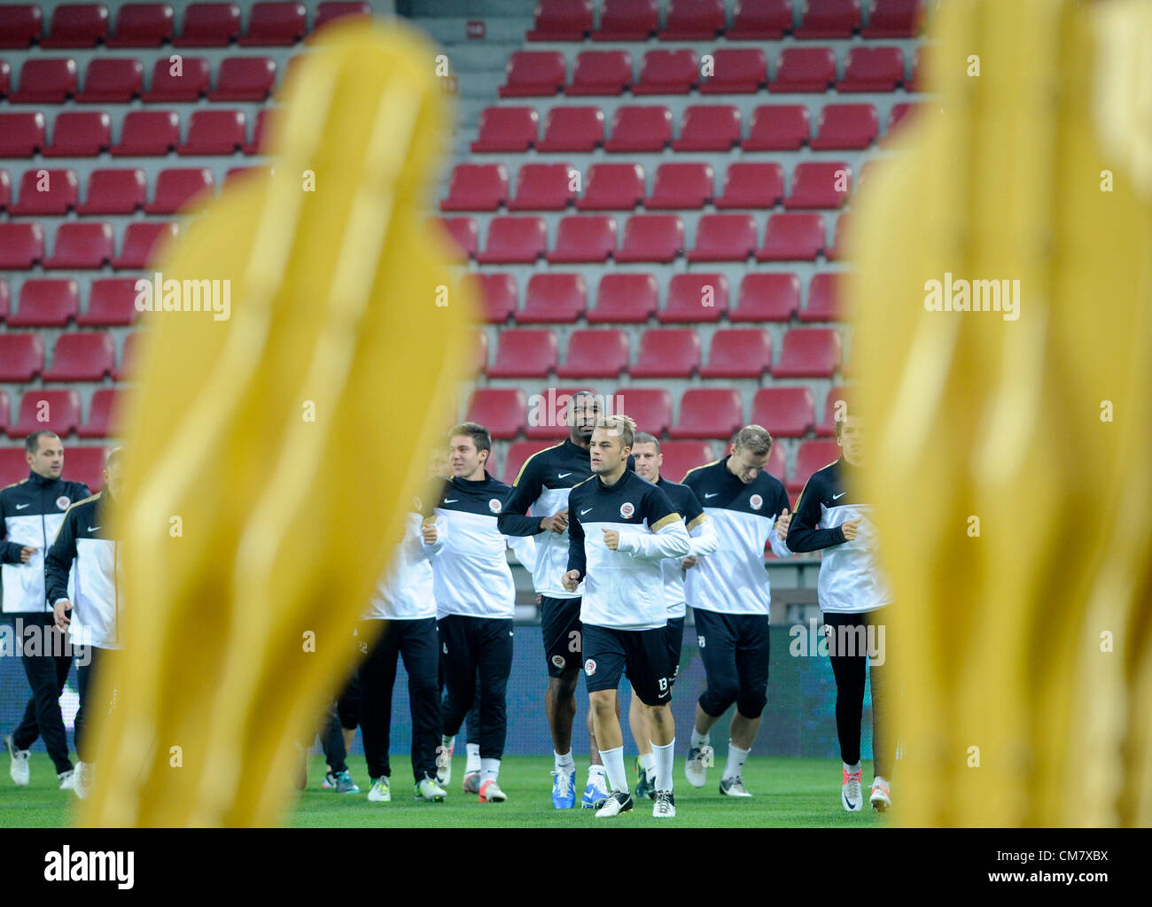 Players of Sparta are seen during training session prior to the Europa League match AC Sparta