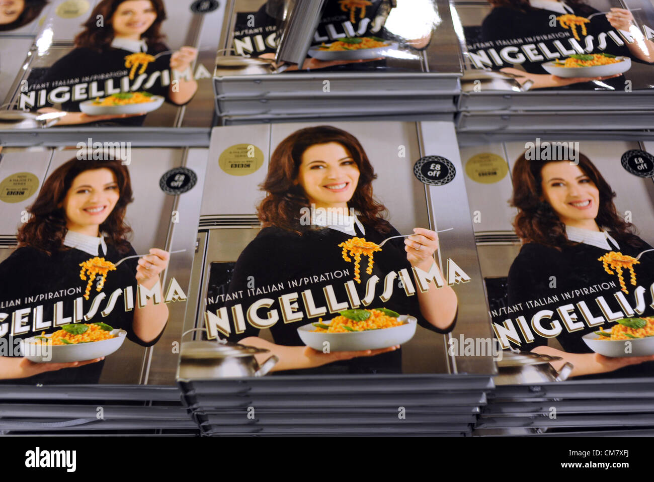 Brighton UK 24 October 2012 - Celebrity television cook Nigella Lawson was in Waterstones Brighton this evening signing copies of her new book 'Nigellissima' which is her take on Italian cookery Stock Photo