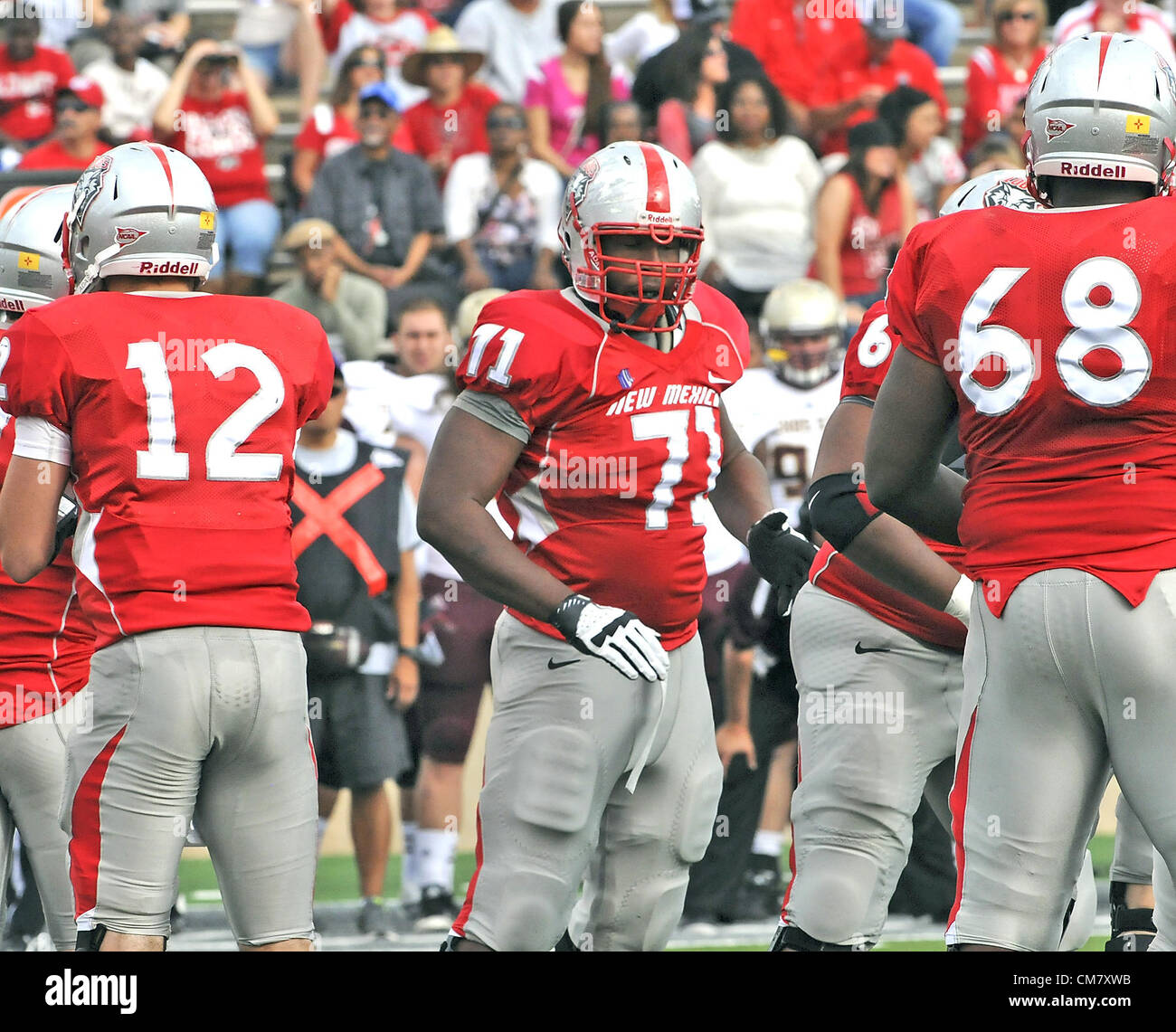 Oct. 6, 2012 - Albuquerque, NM, U.S. - UNM's #71 Darryl Johnson  in the first half of their game. Saturday, Oct. 06, 2012. (Credit Image: © Jim Thompson/Albuquerque Journal/ZUMAPRESS.com) Stock Photo