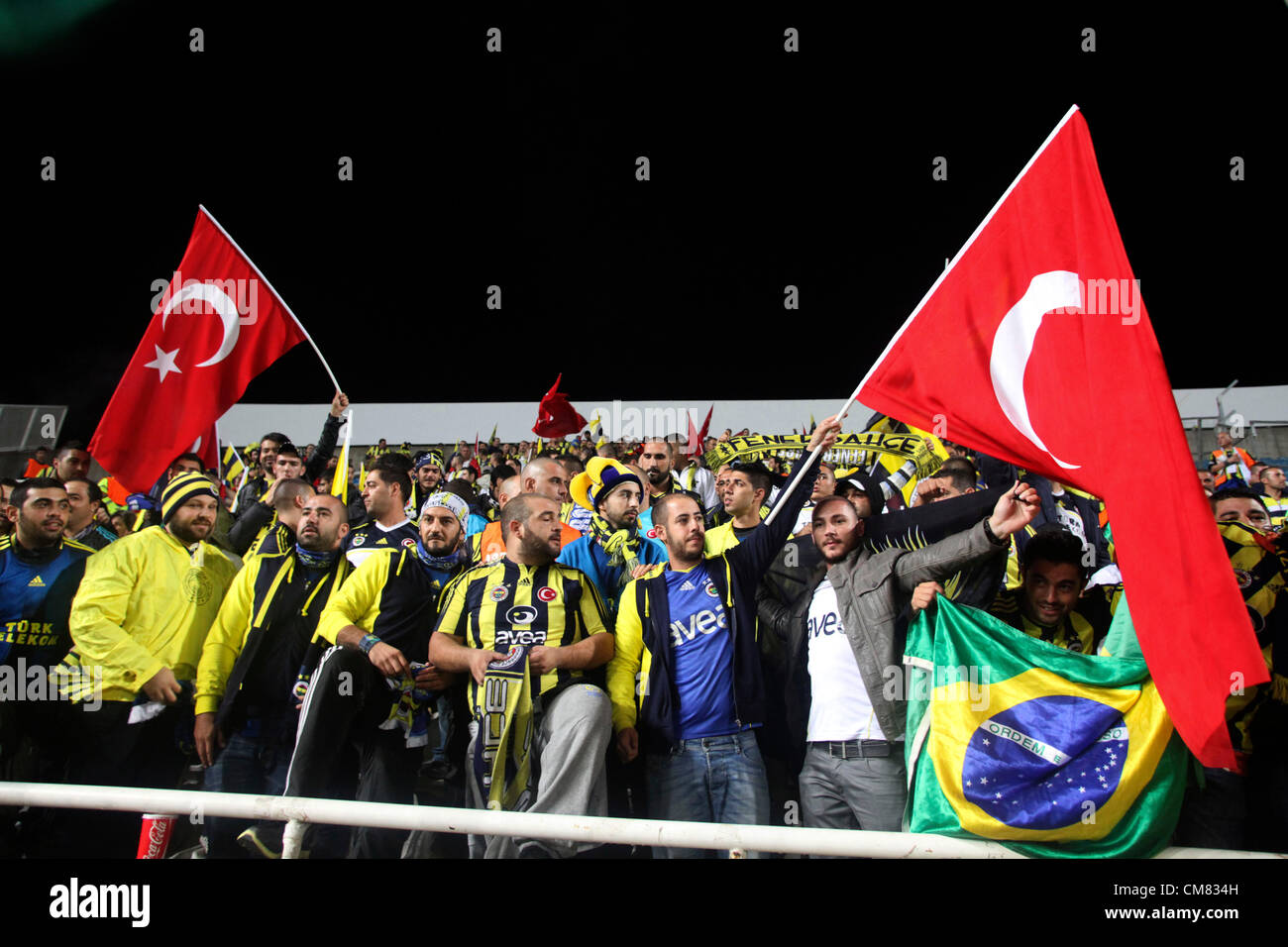 CYPRUS, Nicosia : Fenerbahce and AEL Limassol during their UEFA Europa League group C football match at GSP Stadiu Stock Photo