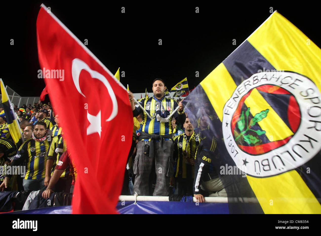CYPRUS, Nicosia : Fenerbahce and AEL Limassol during their UEFA Europa League group C football match at GSP Stadiu Stock Photo