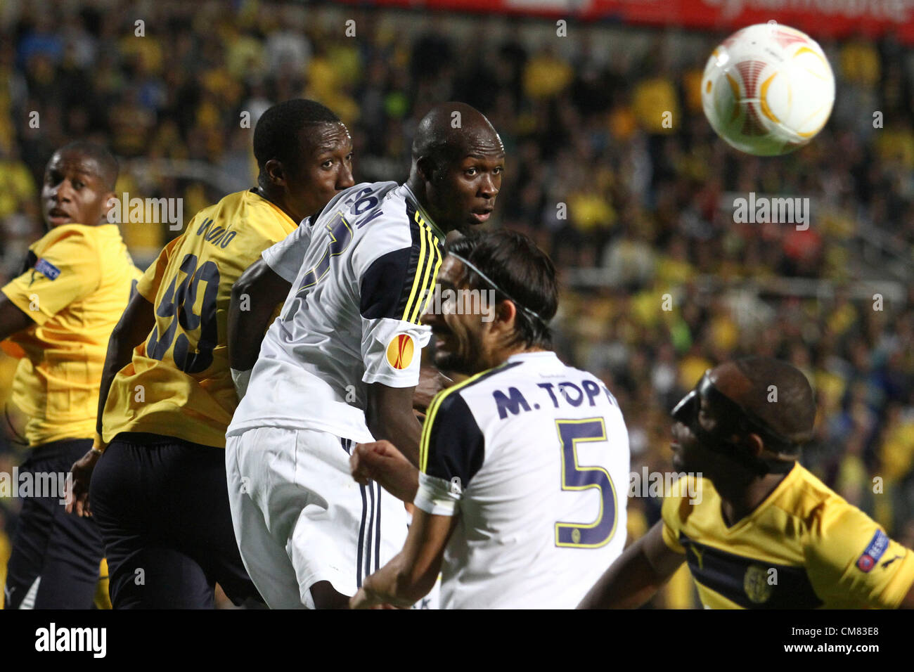 CYPRUS, Nicosia : Fenerbahce and AEL Limassol during their UEFA Europa League group C football match at GSP Stadiu Stock Photo
