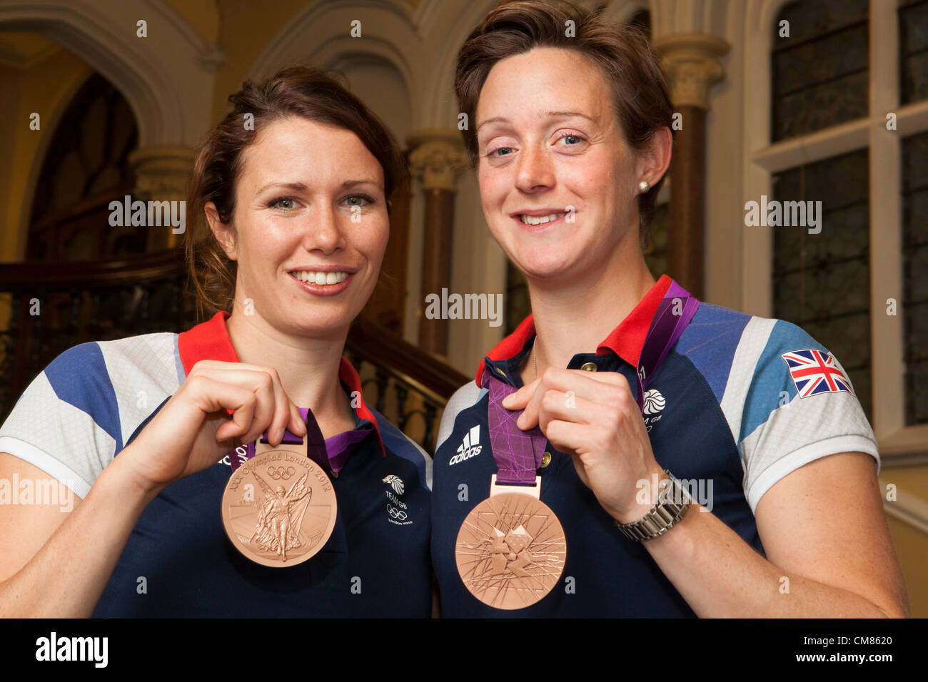 Anne Panter (Left) and Hannah Macleod posing with their Lonon 2012 Bronze Medals, Hannah's Medal was stolen earlier this week from an event in Mayfair. A Met spokesman said: 'An Olympic medal and blazer were reported stolen from a venue in Mayfair in central London. 'It was believed the items were taken between midnight and 5am on Wednesday, October 24.'  Officers are continuing to investigate the incident but no arrests have been made, the spokesman added.  Macleod, 28, achieved bronze at London 2012 after Team GB's women's hockey team beat New Zealand to secure a medal. Stock Photo
