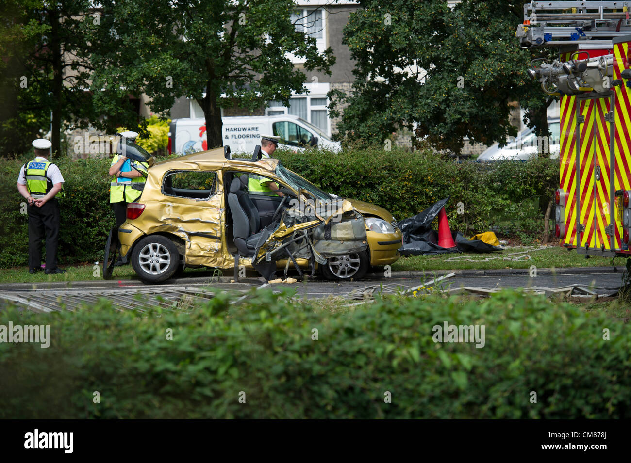 ARCHIVE IMAGES: Chelmsford, Essex, UK. An inquest has held today (26/10/2012) into the fatal road traffic collision between a Toyota Yaris and a fire engine at Basildon in September 2011. The collision occurred on the 9th September 2011 when the fire engine was en-route to an emergency call. The driver of the Toyota, mother of three, Martha Gakonde, died at the scene. The inquest concluded accidental death. Stock Photo