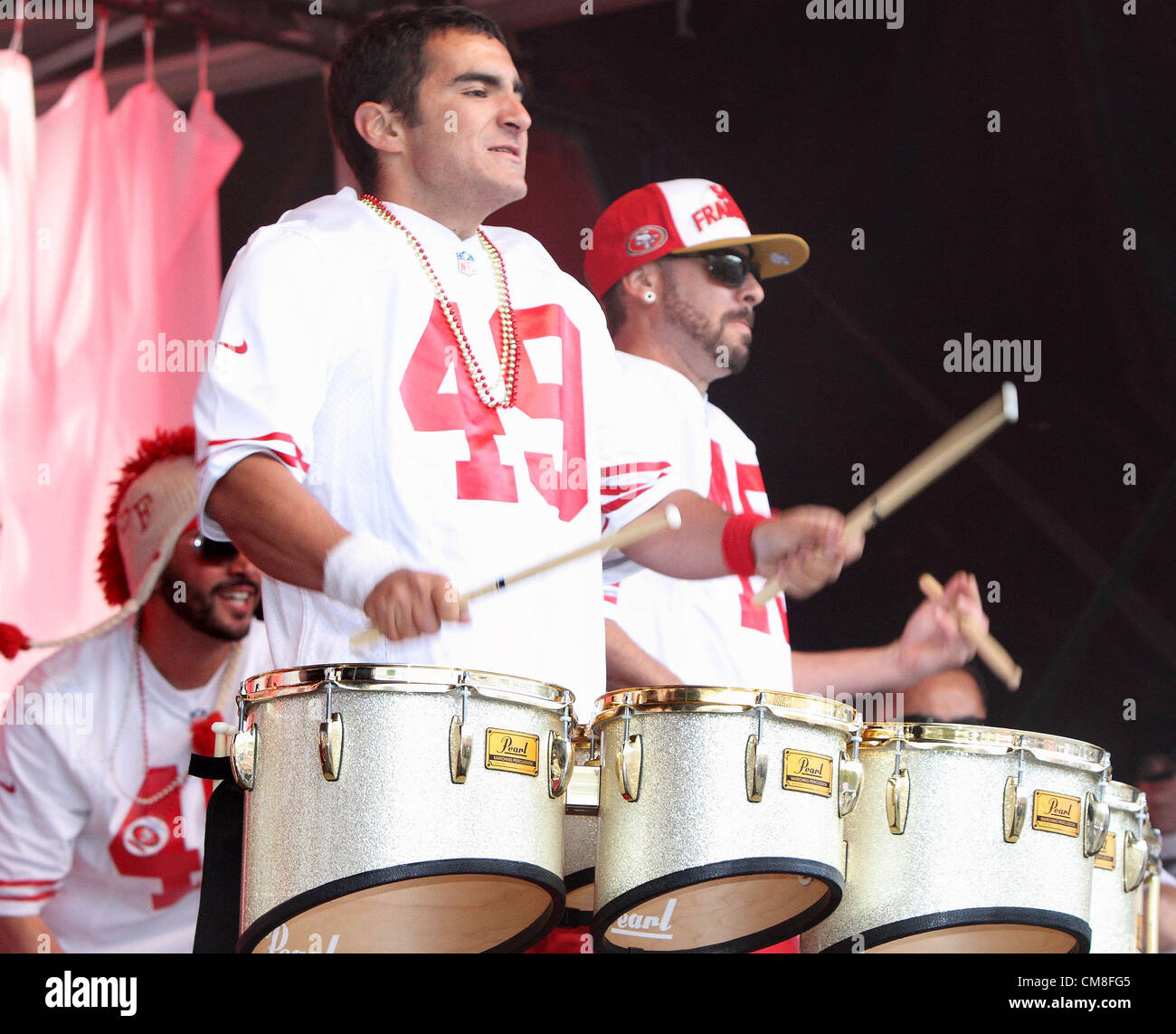 San Francisco 49ers Drumline The NFL Fan Rally in Trafalgar Square hosted by Sky Sports NFL presenters before the game on Sunday between St. Louis Rams and the New England Patriots at Wembley Stadium. October 27th 2012   Photo by Keith Mayhew Stock Photo