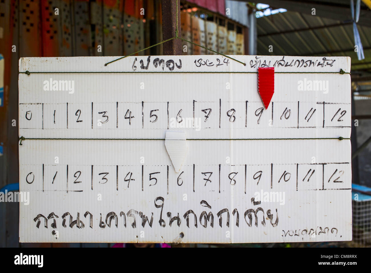 Oct 30 2012 Yala Yala Thailand The Scoreboard At A Songbird Contest In Yala Province Of Yala Thailand Bird Singing Contests Are Popular In Thailand Malaysia And Indonesia Owners Call