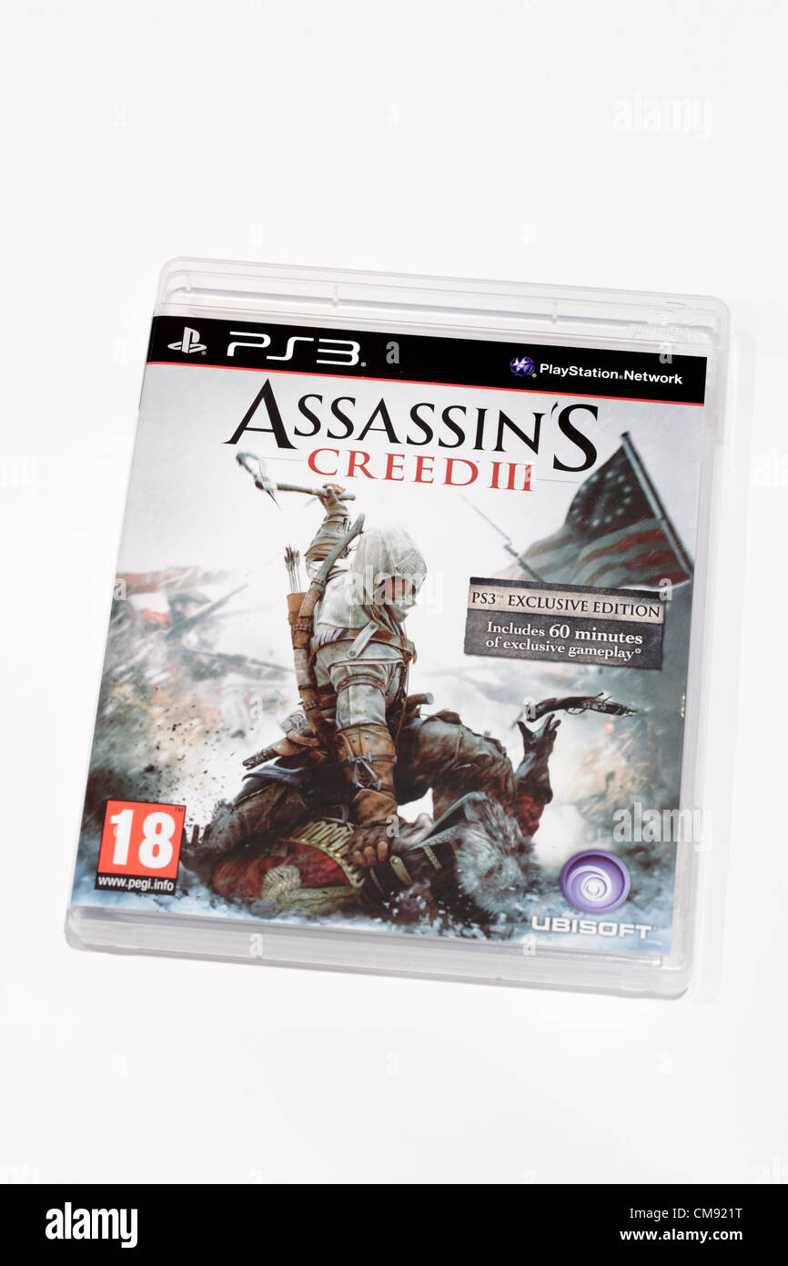 United Kingdom, Wednesday, 31st October, 2012. Assassin's Creed III historical action adventure video game by Ubisoft is released in the UK today. Photograph shows an Exclusive Edition for Sony Playstation 3 Stock Photo