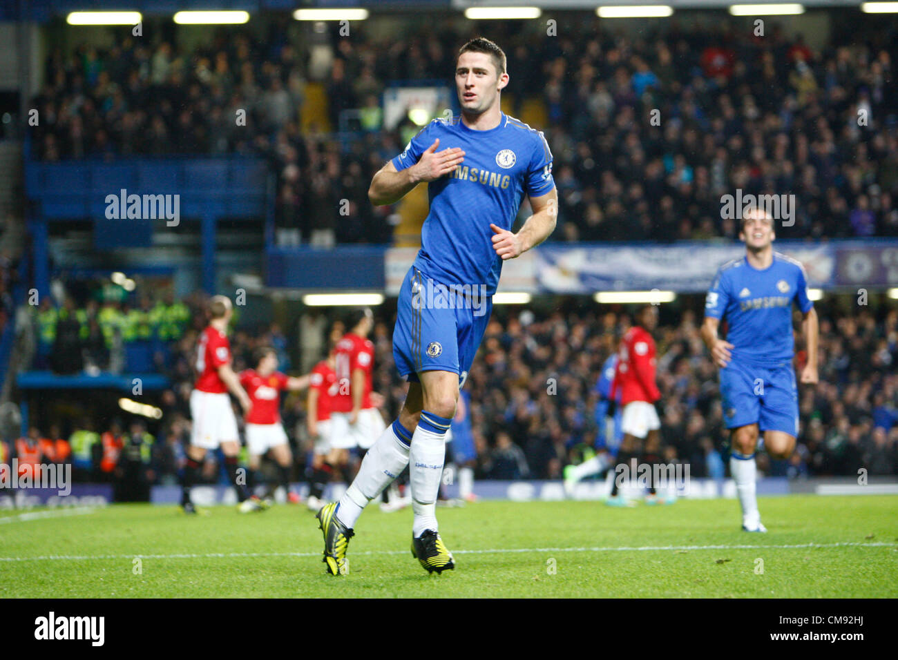 31.10.2012.London, England.  Gary Cahill of Chelsea celebrates his goal during the the Capital One Cup Fourth Round game between Chelsea and Manchester United at Stamford Bridge Stock Photo
