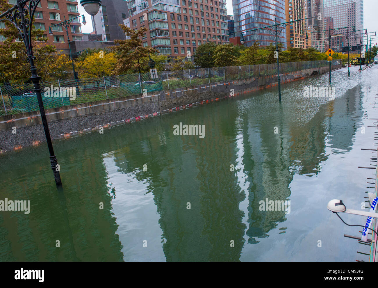 New York Oct 30 Flooded Road At Downtown Manhattan As Hurricane Sandy Aftermath In October