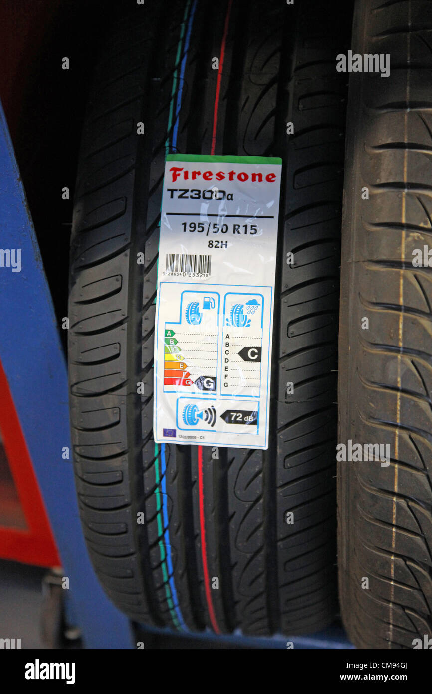 On 1 November 2012, new European tyre labelling regulations came into force that could make driving safer, more economical, less polluting and less noisy. Stock Photo