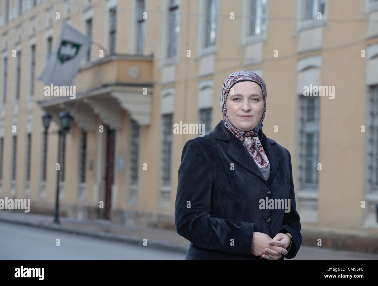 Visoko, Bosnia. 1st November 2012. Amra Babic, mayor of the Bosnian town of Visoko, 30 km north of Sarajevo, Bosnia. The 43 year-old economist becomes first hijab-wearing mayor, and possibly the only one in Europe. Stock Photo