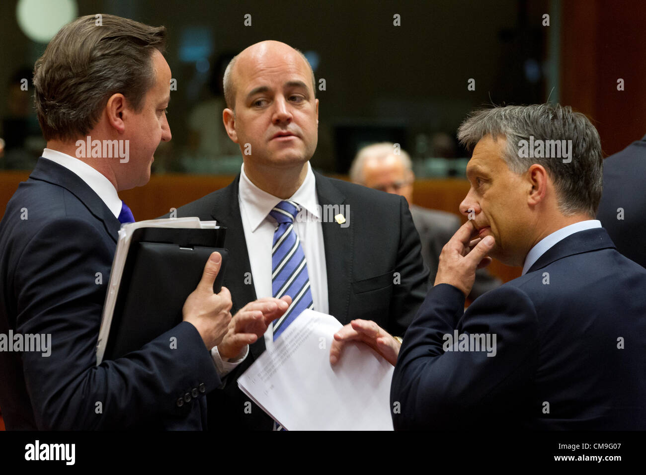 David Cameron Fredrik Reinfeldt Viktor Orban eu Stock Photo