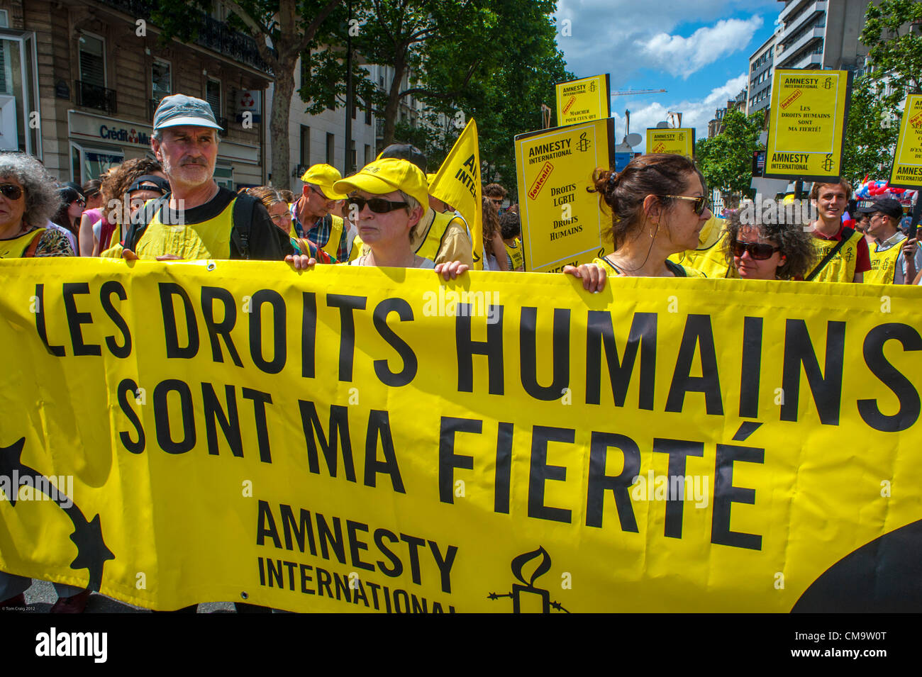 Paris, France. Amnesty International NGO Carrying Banner Reading; 'Human Rights are my Pride' Gay Pride March (LGBT) gay rights struggle Stock Photo