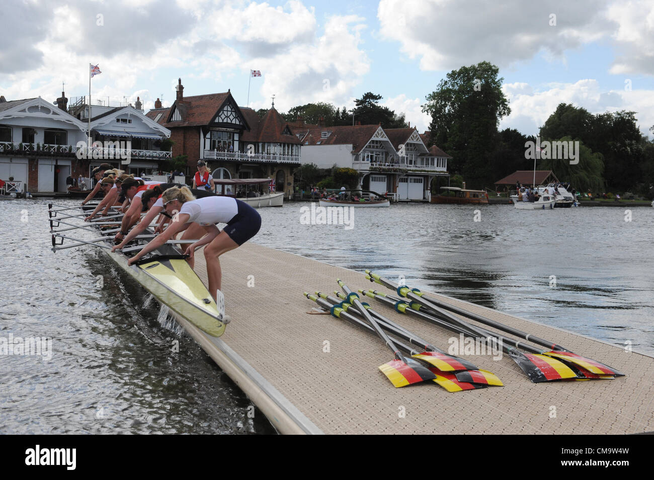 30.06.2012. Henley Upon Thames, England. The fourth day of the 2012 Henley Royal Regatta. Picture shows the team from Dortmund Rowing Centre, Germany. Stock Photo