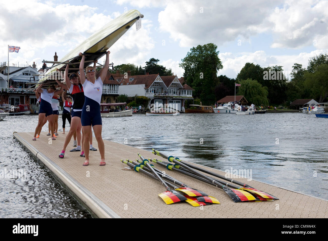 30.06.2012. Henley Upon Thames, England. The fourth day of the 2012 Henley Royal Regatta. Picture shows the team from Dortmund Rowing Centre, Germany. Stock Photo