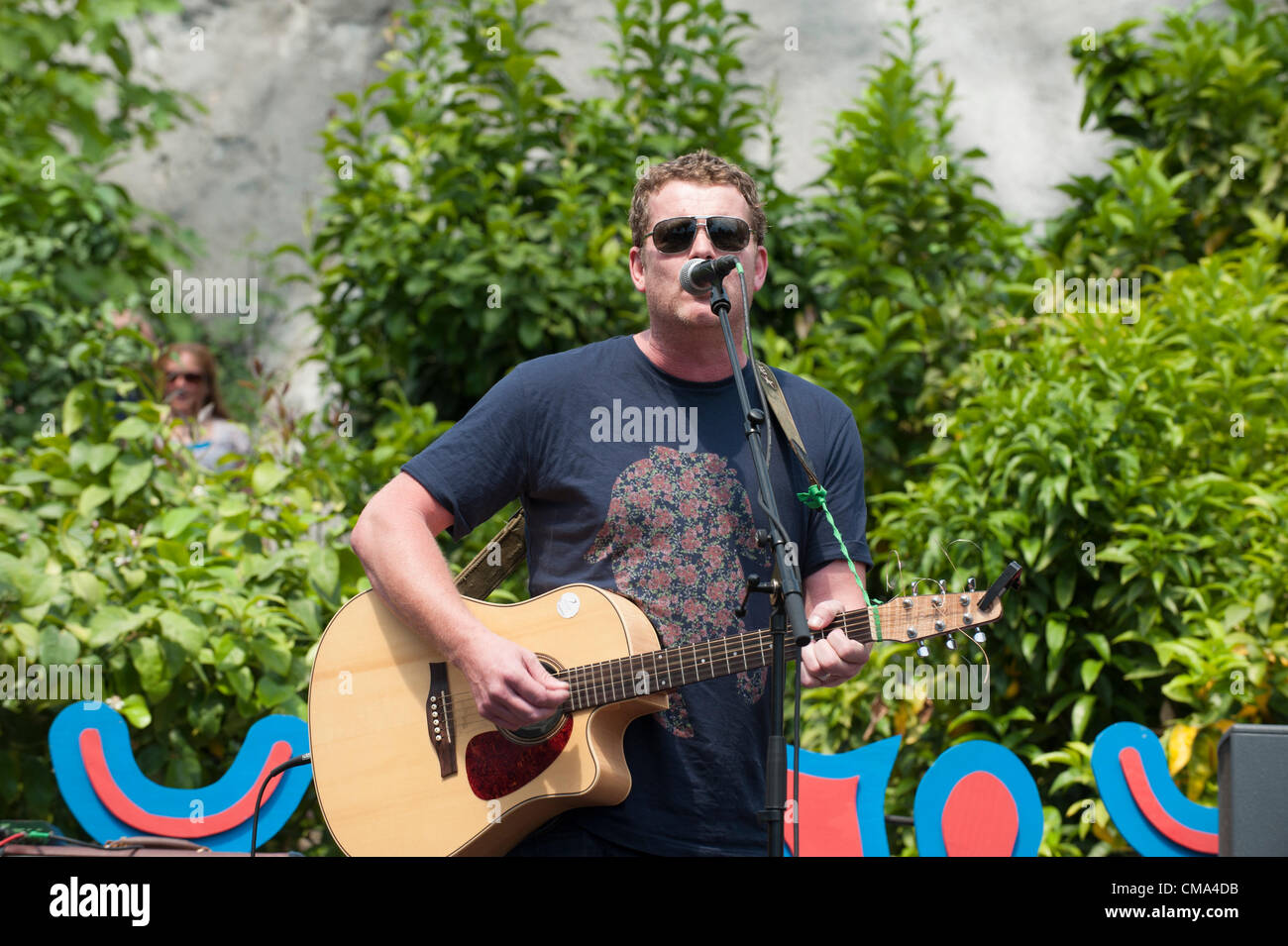 Dodgy play a set at the Eden Project, 1 July 2012. As part of the Eden  Sessions 2012, Dodgy played in the Biomes. Stock Photo