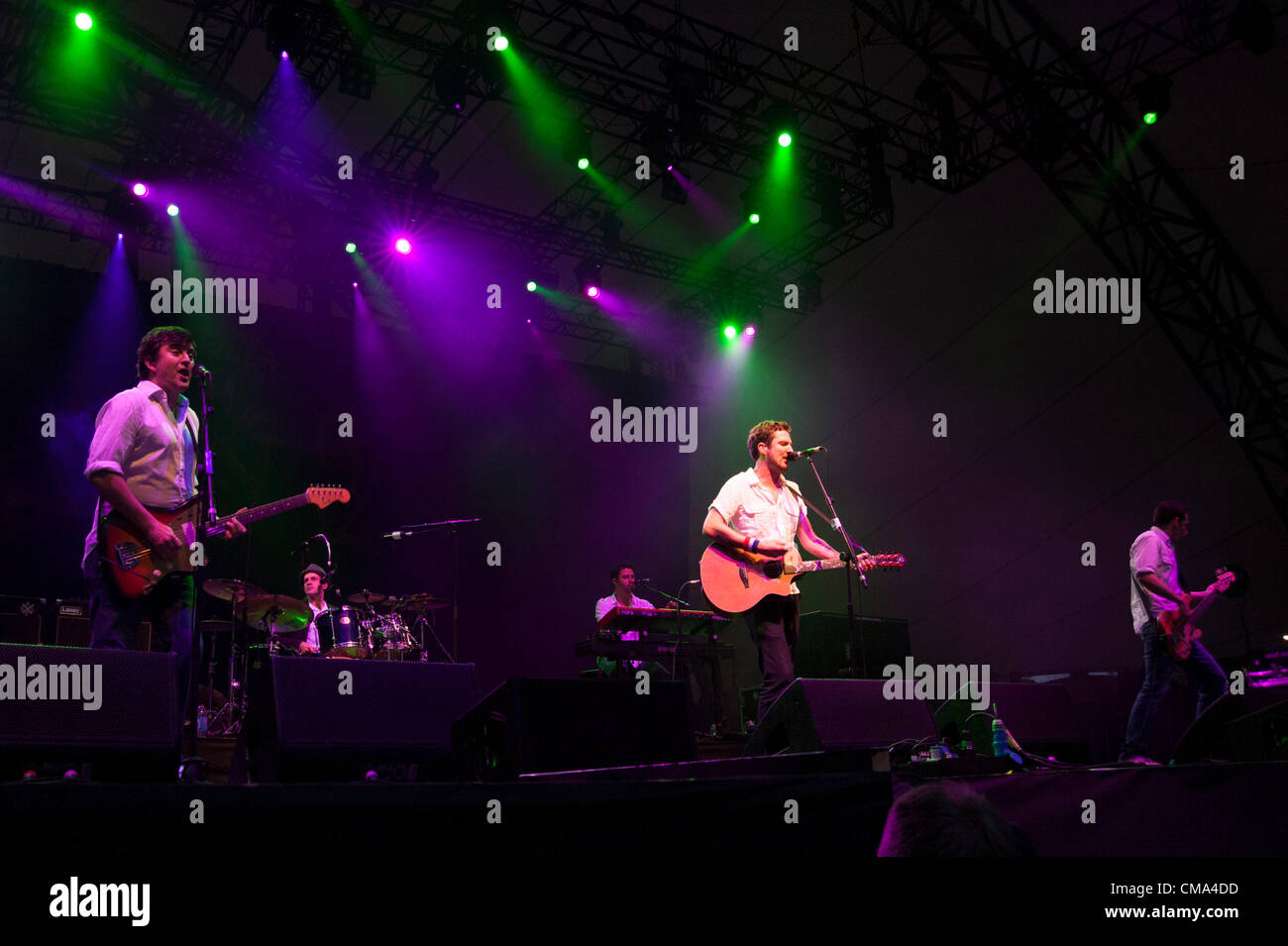 Frank Turner and his band play at the Eden Sessions 1st July  2012. Stock Photo
