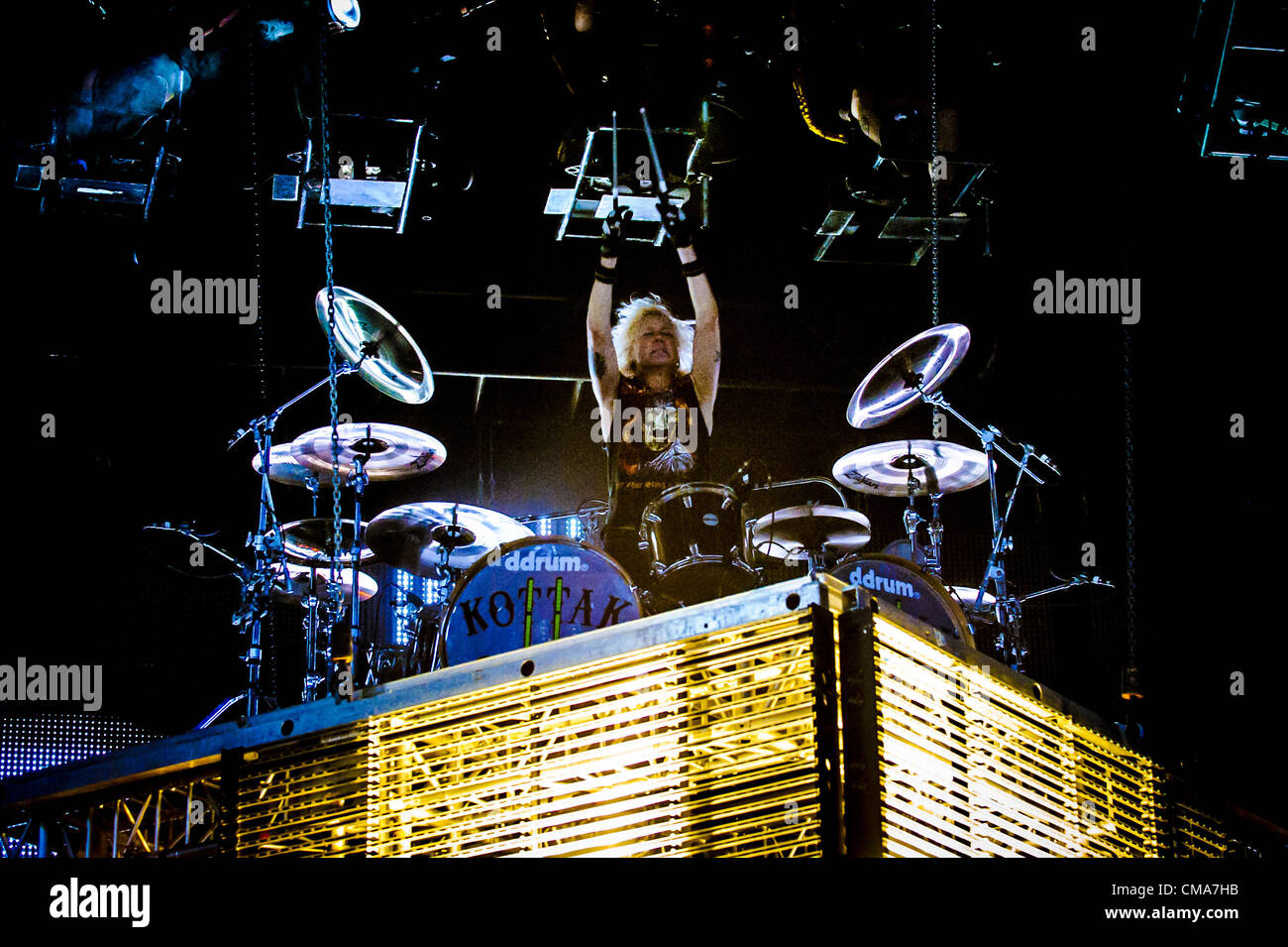 July 2, 2012 - Toronto, Ontario, Canada - Drummer JAMES KOTTIAK of ...