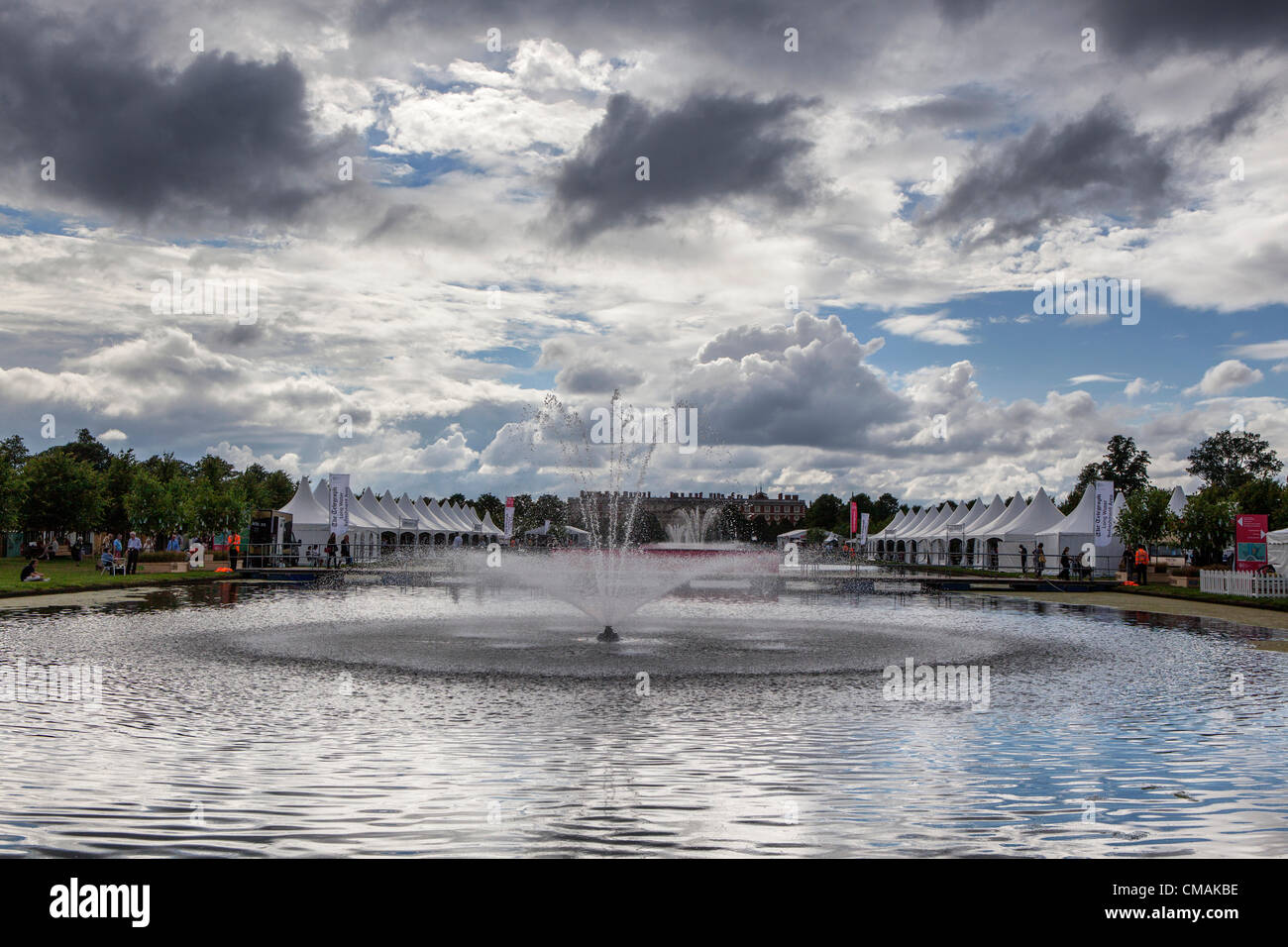 Clouds gather over the Long Water at the Hampton Court Flower Show