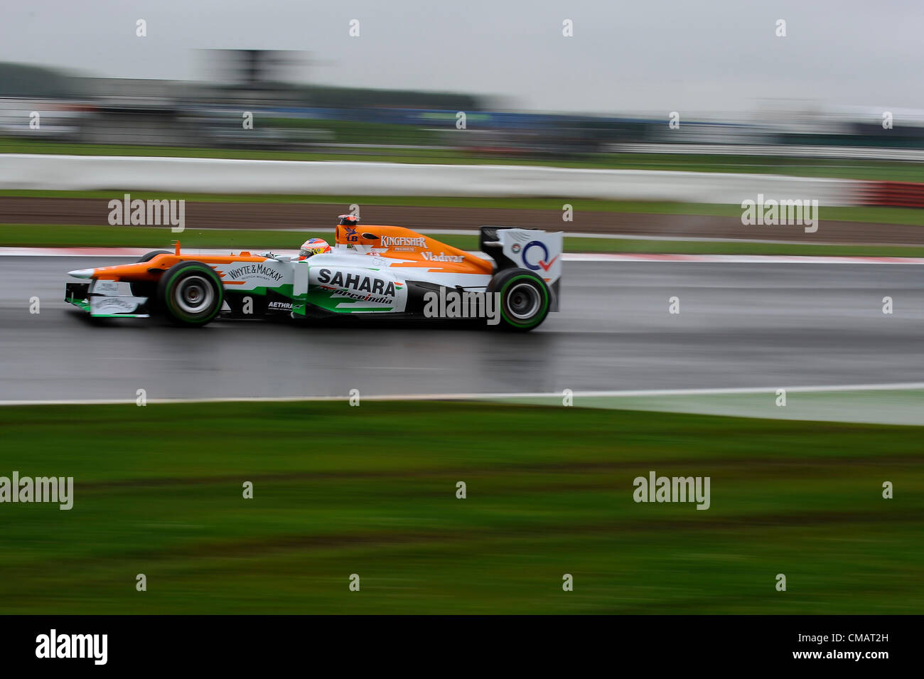 06.07.2012 Towcester, England. Paul di Resta of Britain and Sahara Force India F1 Team in action during Free Practice 2 on the Friday of the Santander British Grand Prix, Round 9 of the 2012 FIA Formula 1 World Championship at Silverstone Circuit. Stock Photo