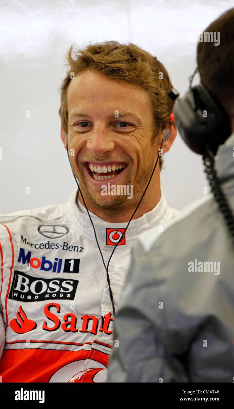 06.07.2012 Towcester, England.  Motorsports: FIA Formula One World Championship 2012, Grand Prix of Great Britain,  #3 Jenson Button (GBR, Vodafone McLaren Mercedes), Stock Photo