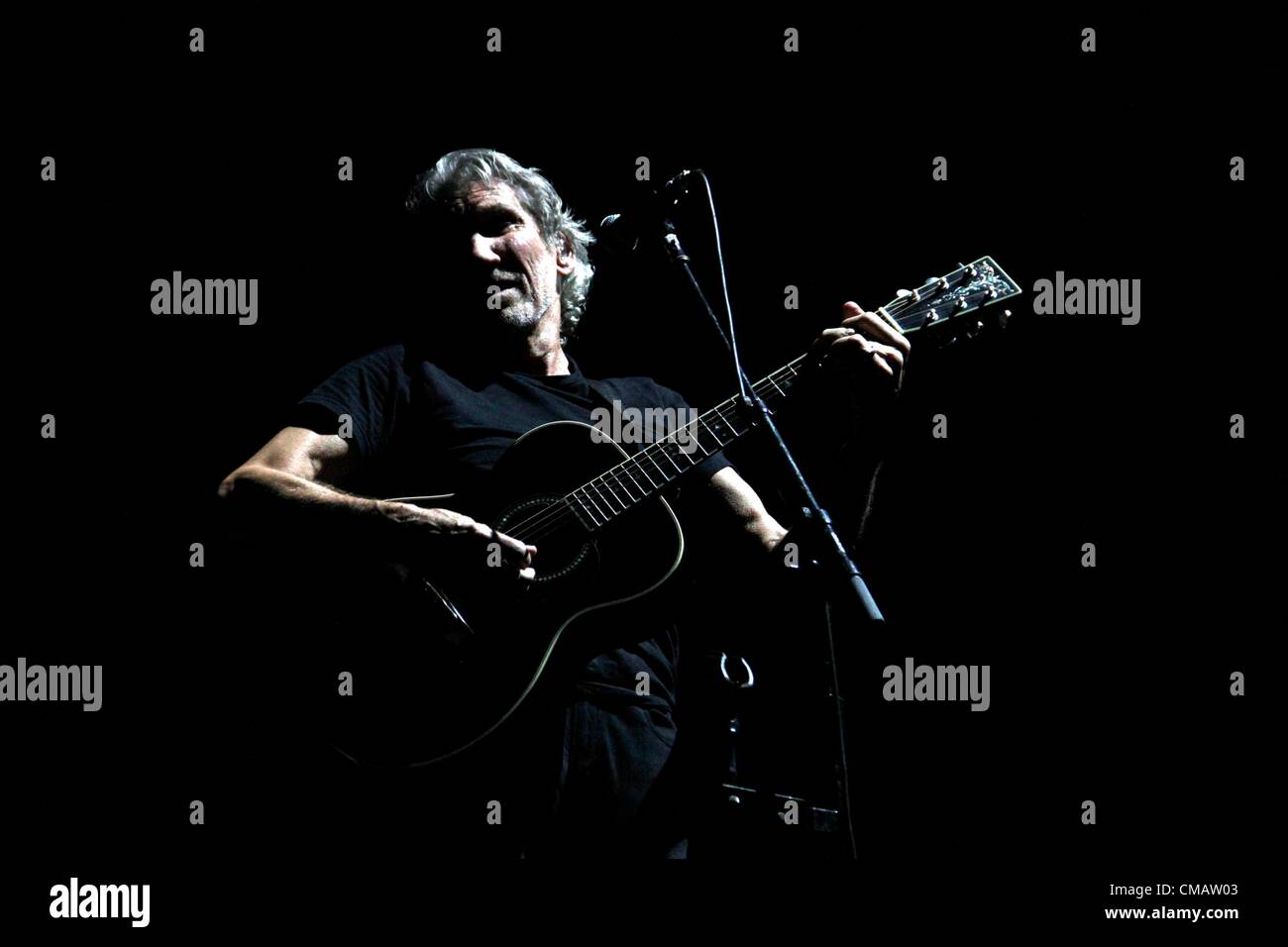 Roger Waters on stage for Roger Waters THE WALL LIVE Concert Tour, Yankee Stadium, New York, NY July 6, 2012. Photo By: F. Burton Patrick/Everett Collection Stock Photo