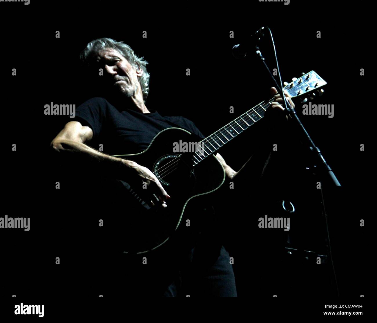 Roger Waters on stage for Roger Waters THE WALL LIVE Concert Tour, Yankee Stadium, New York, NY July 6, 2012. Photo By: F. Burton Patrick/Everett Collection Stock Photo