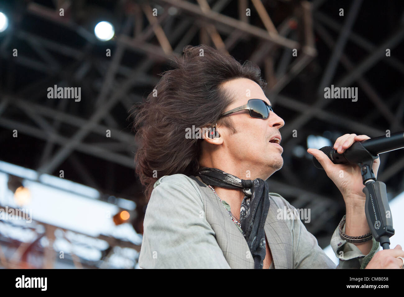 LINCOLN, CA - July 6: Kelly Hansen with Foreigner performs at Thunder Valley Casino Resort in Lincoln, California on July 6, 2012 Stock Photo