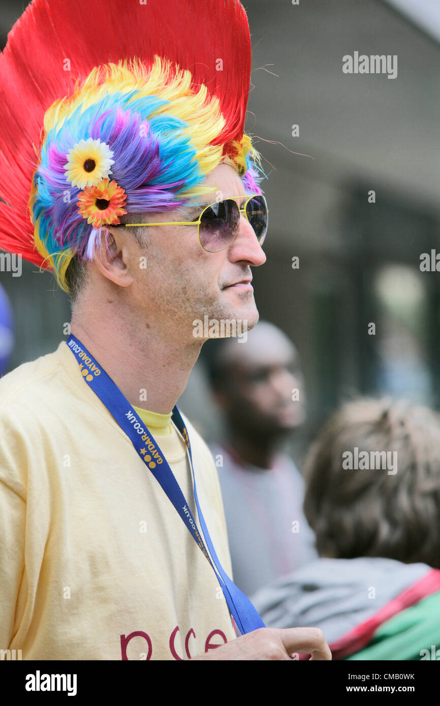 Participant at Gay Pride London procession, Baker Street, London, England, UK, Europe Stock Photo