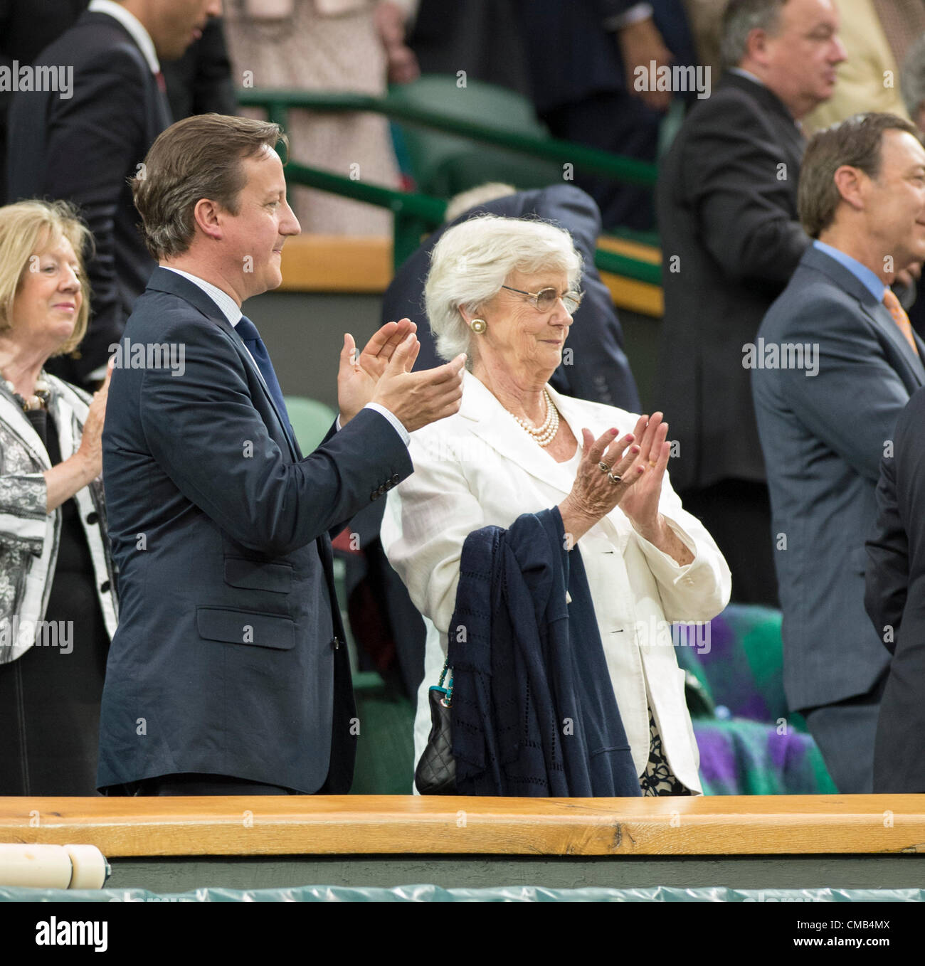 08.07.2012. The Wimbledon Tennis Championships 2012 held at The All England Lawn Tennis and Croquet Club, London, England, UK.  Men's Final. Roger FEDERER (SUI) [3] v Andy MURRAY (GBR) [4]   British Prime Minister David Cameron in the Royal Box. Stock Photo