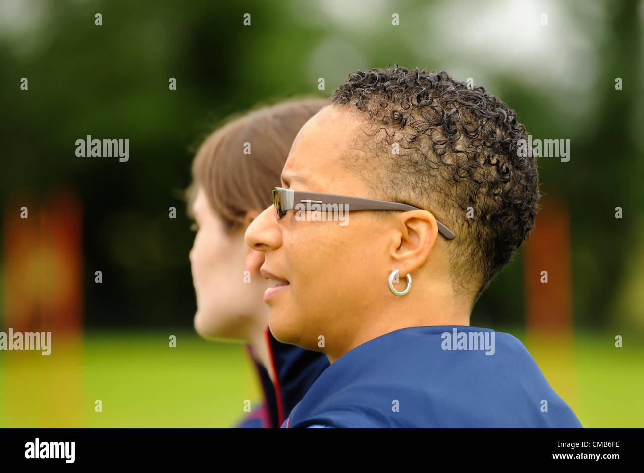 09.07.2012. Champneys Spa and Hotel, Ashby de la Zouch, Leicester. The Ladies Team GB Football Squad with Hope Powell attending the Ladies and Mens training session Stock Photo