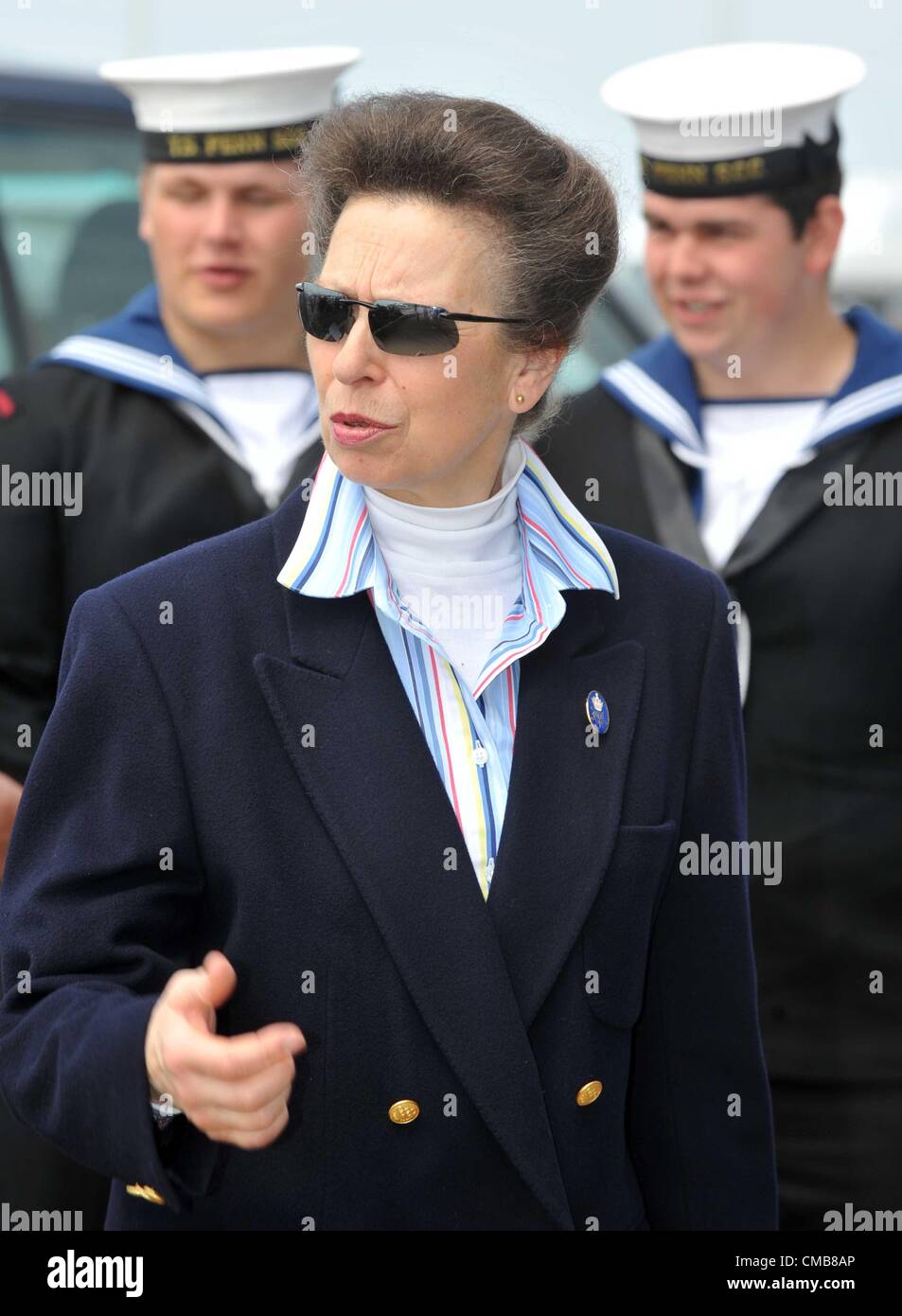 Princess Anne attending a schools regatta at the Weymouth and Portland National Sailing Academy, Dorset. Britain. 09/07/2012 PICTURE BY: DORSET MEDIA SERVICE Stock Photo
