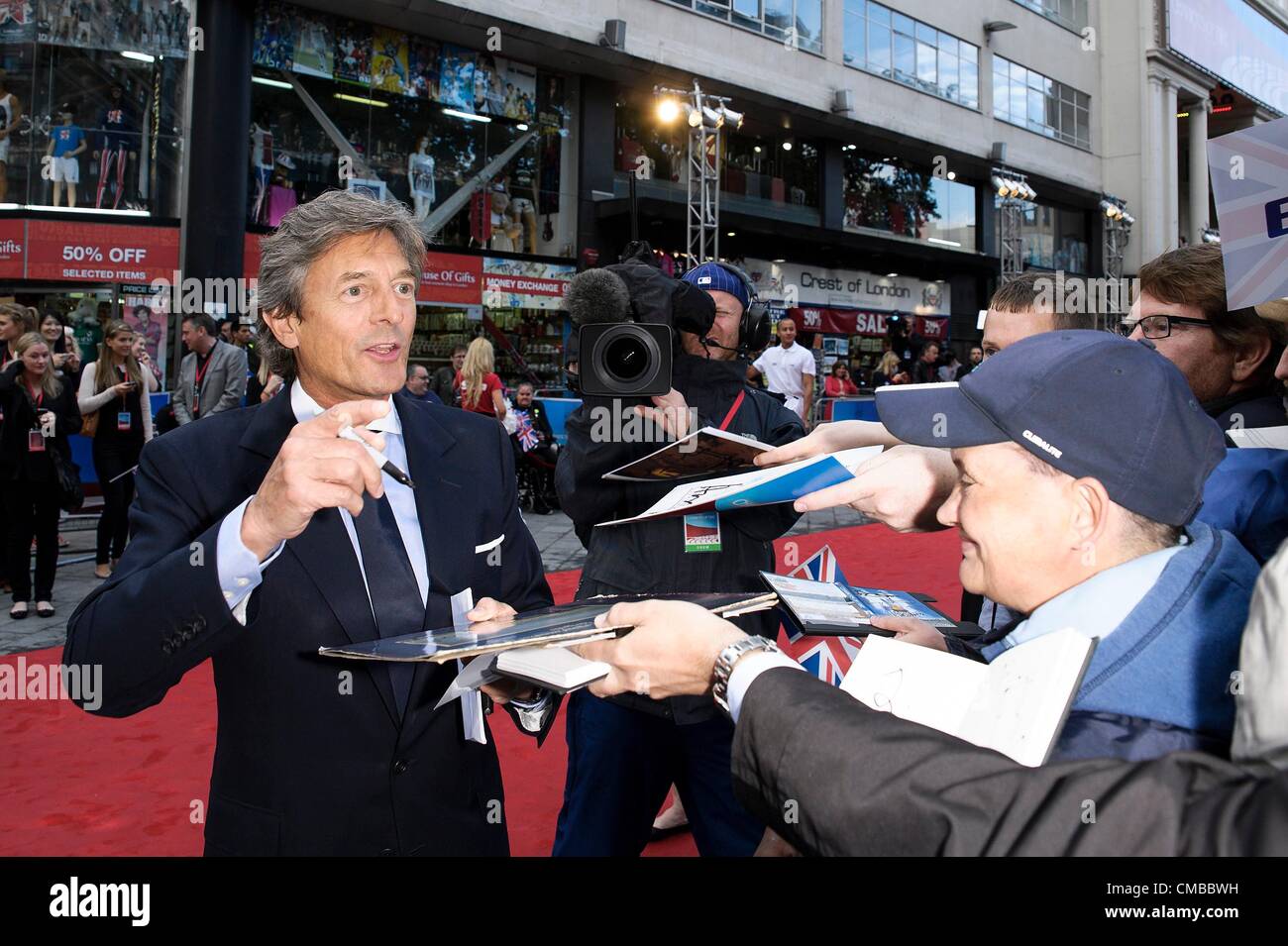 Nigel Havers attends the Great British Premiere of Chariots of Fire on 10/07/2012 at The Empire, Leicester Square, London. Based on a true story, Chariots of Fire was the winner of four Academy Awards®, including Best Picture and Best Original Screenplay.. Persons pictured: Nigel Havers. Picture by Julie Edwards Stock Photo
