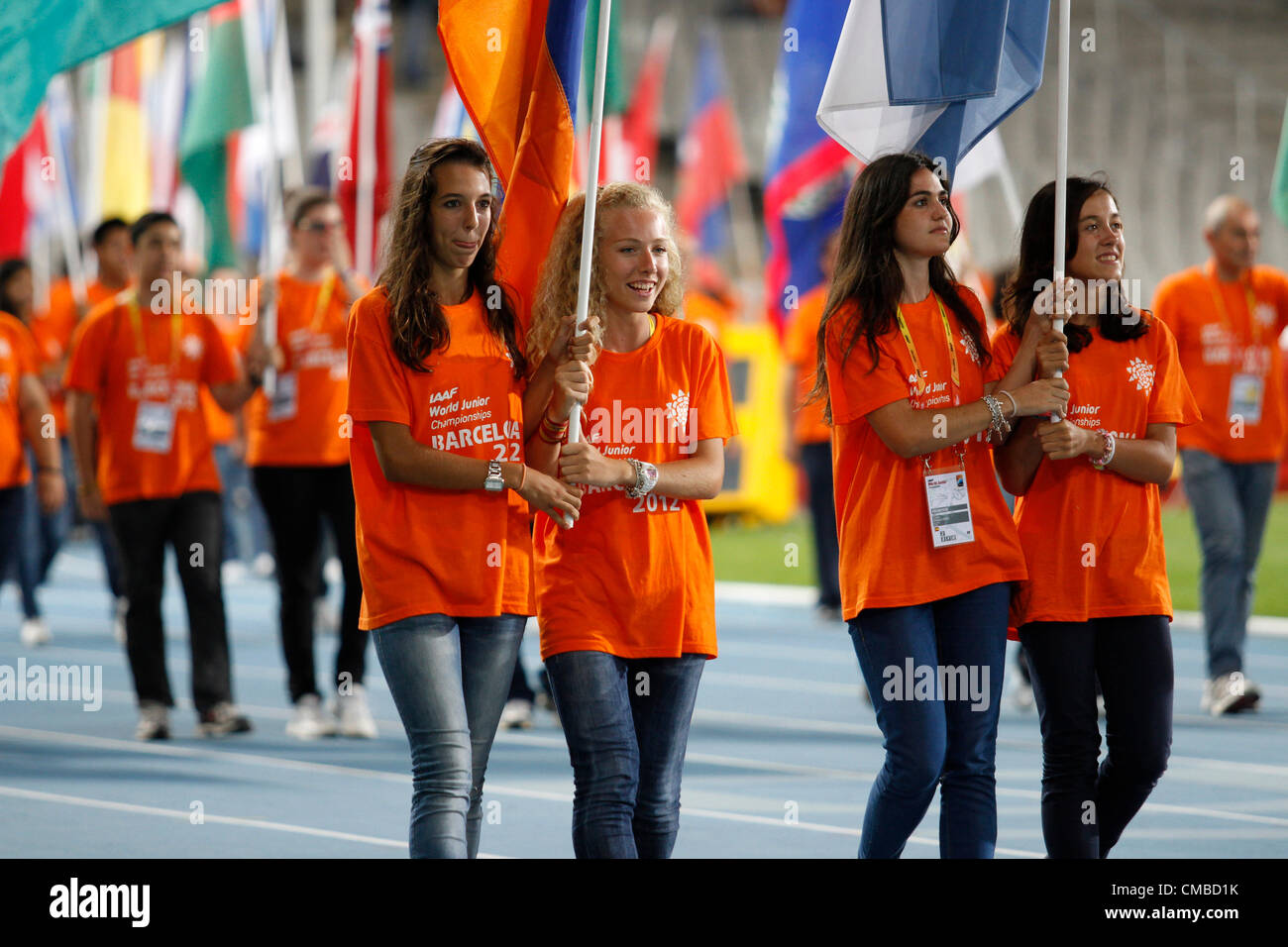 10.07.2012 Barcelona, Spain. Opening Ceremony day one of the IAAF World Junior Championships from the Montjuic Stadium in Barcelona. Stock Photo