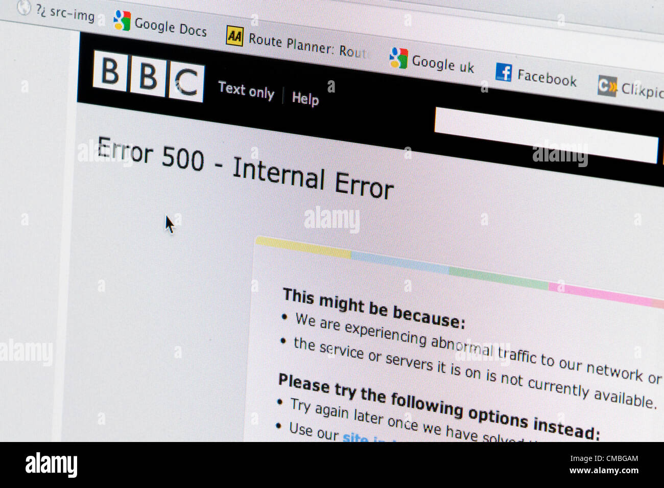 bbc website crashed 11 july 2012 Stock Photo