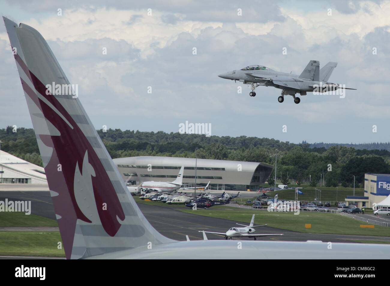 11 June 2012. Farnborough International airshow, UK.  Pictured - F/A-18F Super Hornet (F18) Stock Photo